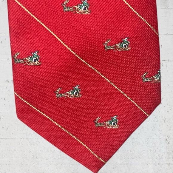 VTG Robert Talbots Handsewn for Nordstrom Silk Blend Christmas Santa Sleigh Tie - Picture 7 of 8